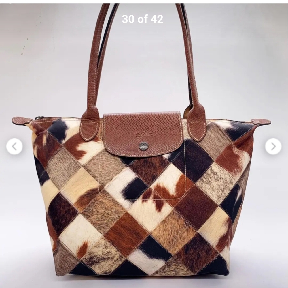 Longchamp Le Pliage Patchwork Tote - Brown and Black